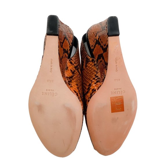 Celine Rust Python Peep Toe Wedges - Picture 7 of 9